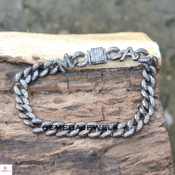 Pave Diamond Bracelet 925 Sterling Silver Jewelry Diamond Link