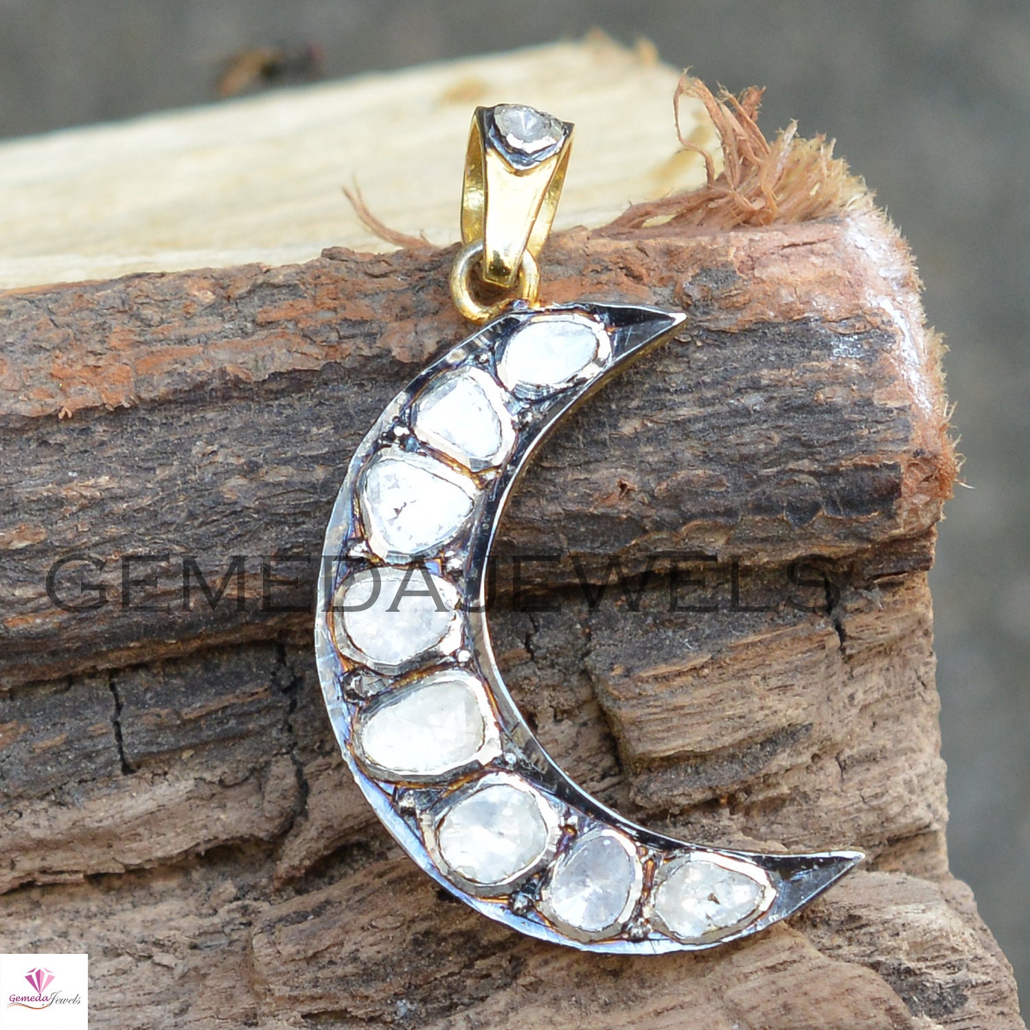 JEWELEXCESS 1/10 Carat White Diamonds Moon & Star Pendant in Sterling –  Jewelexcess