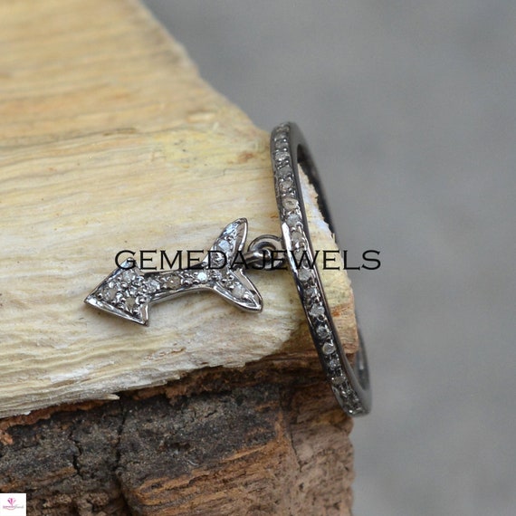 Pave Diamond Band Ring Diamond Arrow Ring Sterling Silver