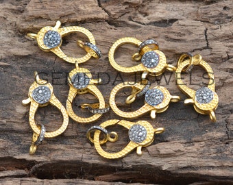 Sale! Pave Diamond Clasp Lock, 925 Silver Jewelry, Gold Vermeil Lock, Diamond Finding Lock, Diamond Silver Lobster Lock, Jewelry Accessories