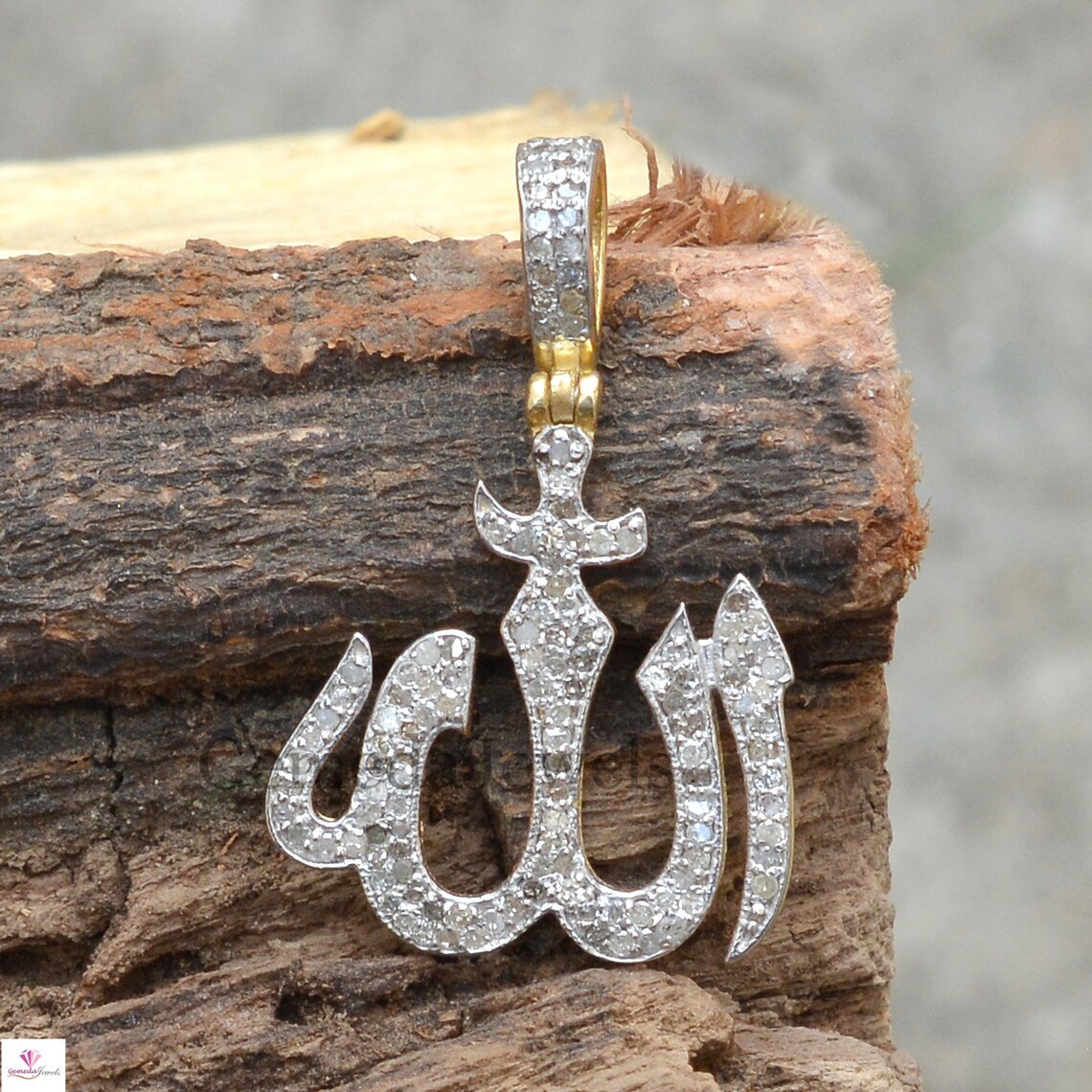 Handmade Sterling Silver Pave Diamond Allah Pendant Necklace - Etsy
