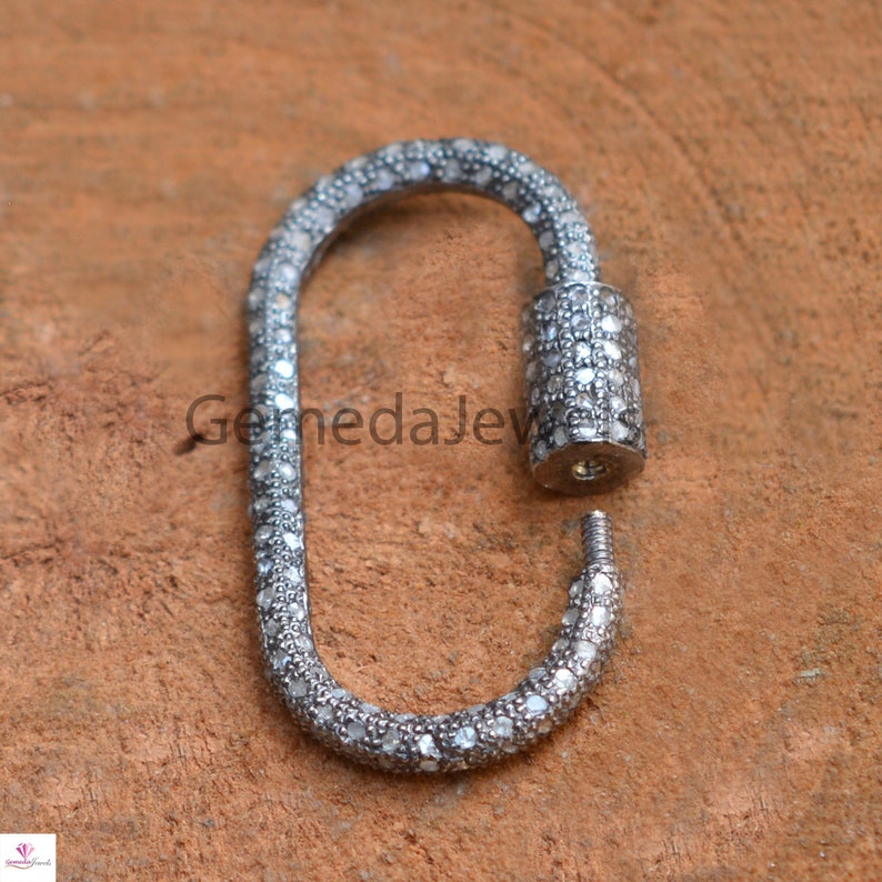 Carabiner Lock Jewelry Genuine Pave Diamond Finding 925 Etsy