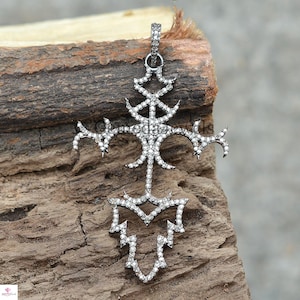 Pave Diamond Cross Pendant, 925 Silver Pendant Jewelry, Handmade Diamond Cross Pendant, 16&quot; Link Chain, Religious Necklace Pendant Jewelry