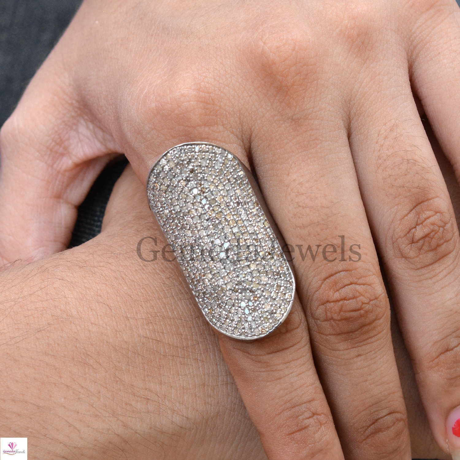 Long diamond best sale ring