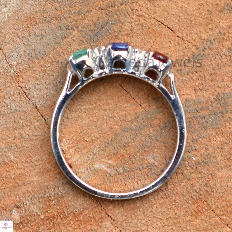 Emerald Ruby Sapphire Gemstone Ring Valentine Day Gift Diamond Silver Ring Handmade Band Ring Faceted Gemstone Ring 925 Silver Jewelry
