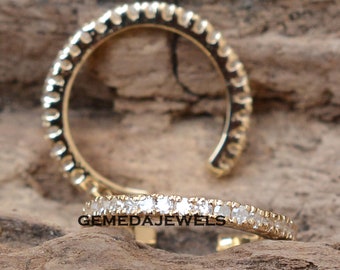 Real Pave Diamond 14k Yellow Gold Ear Cuff Earrings Jewelry