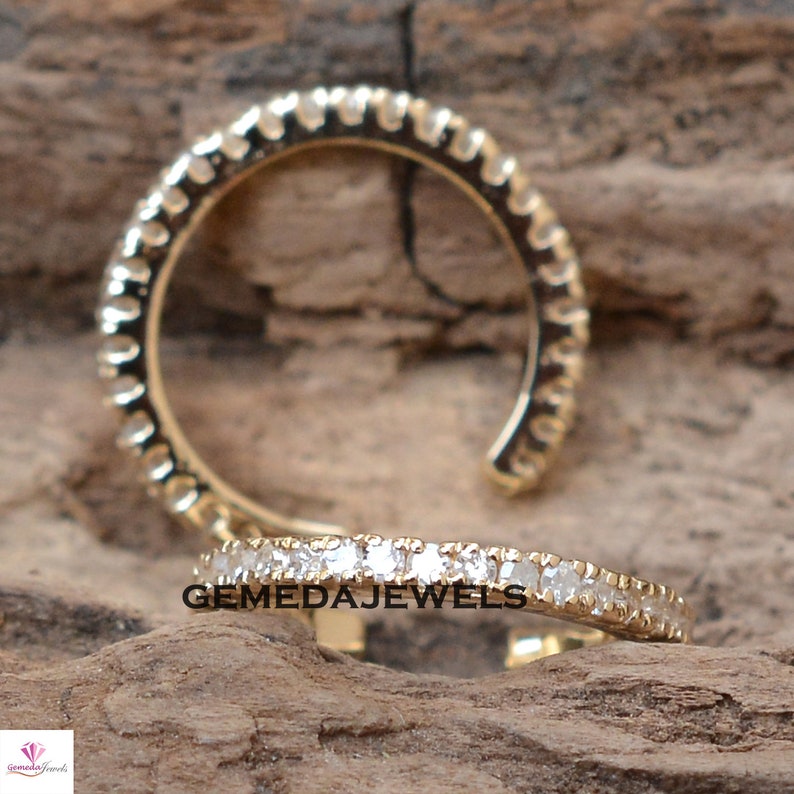 Pave Diamond Ear Cuff Earrings, 14k Yellow Gold Ear Cuff Pair, D Pave Diamond Ear Cuff Earrings, 14k Yellow Gold Ear Cuff Pair, D