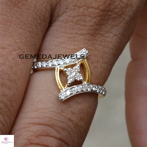 Handmade Pave Diamond 14k Gold Statement Ring