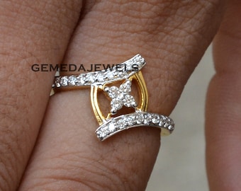 Handgemachte Pave Diamant 14k Gold Statement Ring