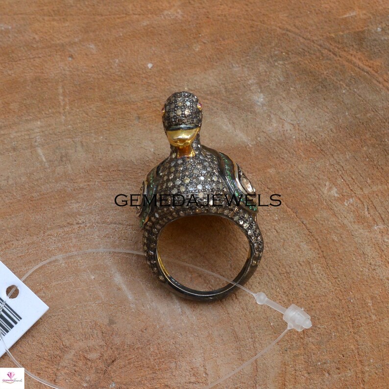 Swan Ring Silver Duck Ring Jewelry Sterling Silver Jewelry Polki Diamond Ring Gemstone Ring Jewelry Gift For Her Pave Diamond Ring