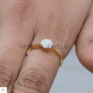 18k Yellow Gold Ring, Genuine Diamond Ring Jewelry, Diamond Gold Ring, 18k Gold Jewelry, Engagement Ring, 2nd Anniversary Gift, Gift For Her