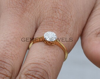 18k Yellow Gold Diamond Ring: Handmade Engagement Jewelry