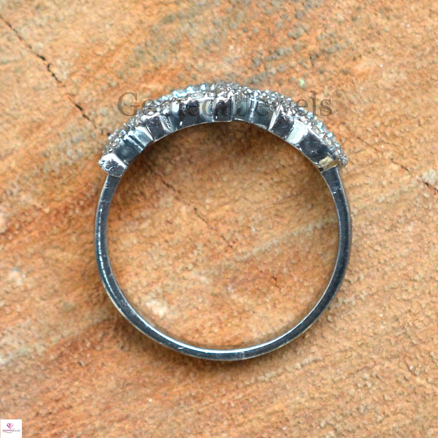Sterling Silver Jewelry, Pave Diamond Ring, 'XOXO' Alphabet