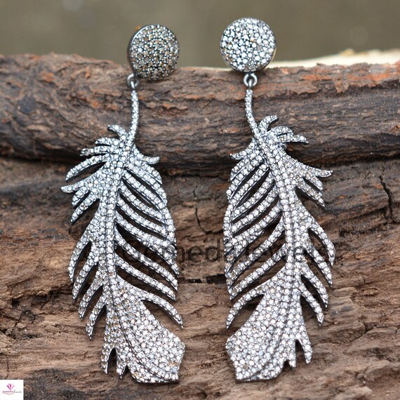 Pave diamond shop earrings