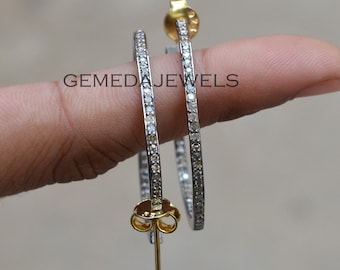 Angebot!! Echte Pave Diamant Ohrringe, 14k Gold Ohrring, 925 Silber Schmuck, Silber Diamant Ohrringe, Ohrstecker Schmuck, Geschenke für Sie