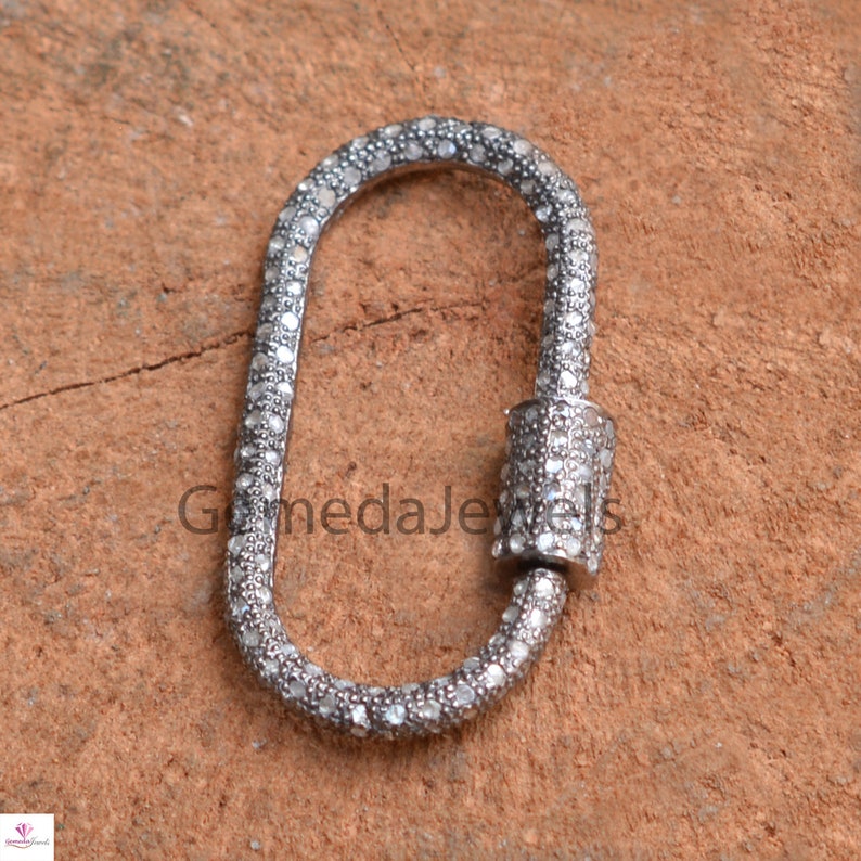 Carabiner Lock Jewelry Genuine Pave Diamond Finding 925 Etsy