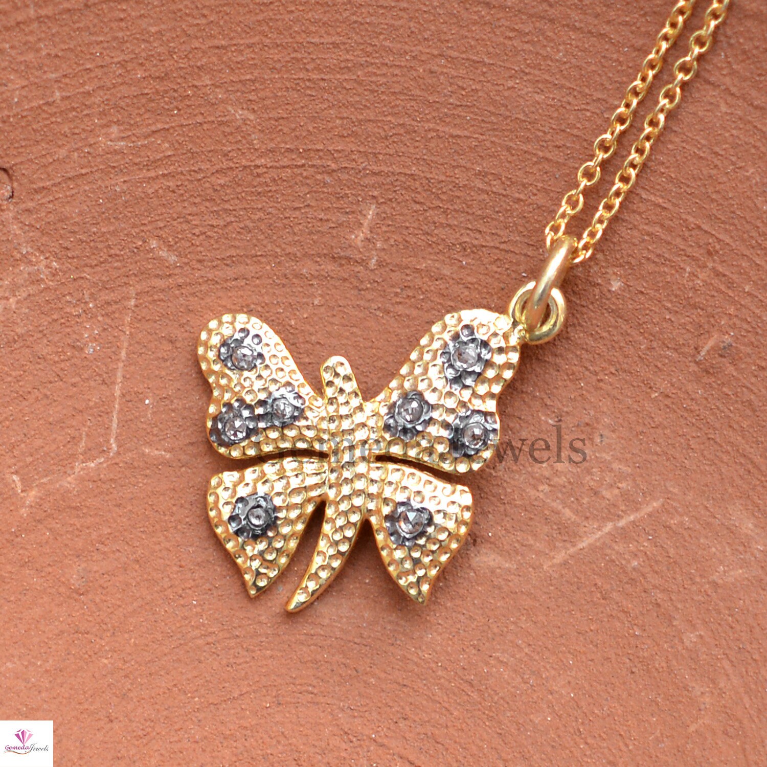Sale Pave Diamond Pendant Gold Vermeil Jewelry Diamond Etsy