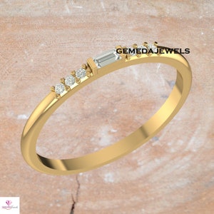 Pave Diamond Ring, 14k Yellow Gold Jewelry, Baguette Diamond Ring, Diamond Band Ring, Diamond Gold Ring, Engagement Ring, Wedding Jewelry