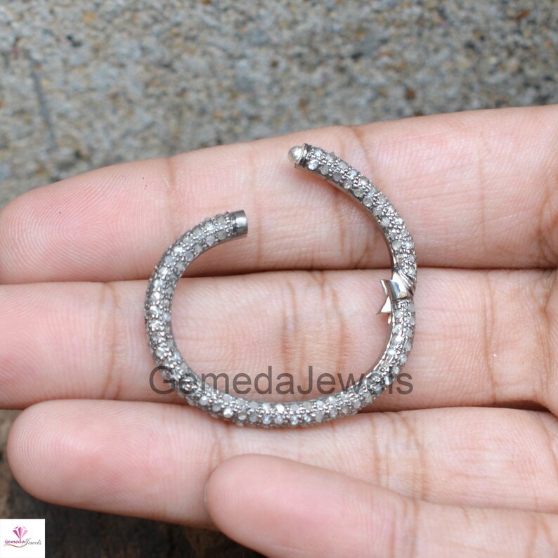 Pave Diamond Clasp Lock Jewelry Sterling Silver Finding Etsy