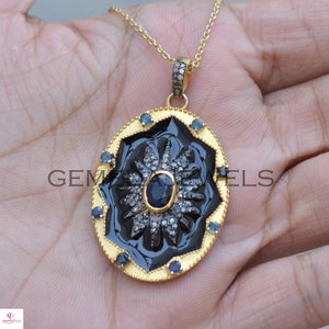 Perfect Gift Gold Filled Chain Isabella Celini Delicate Necklace CZ Pave Pendant Sapphire CZ Necklace