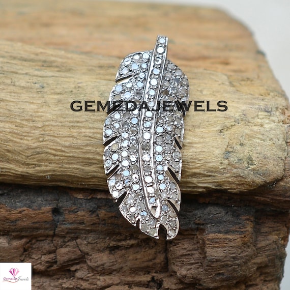 Small Genuine Diamond Micro Pave Pendant Rhodium on Sterling Silver Small Genuine Diamond Micro Pave Pendant Rhodium on Sterling Silver