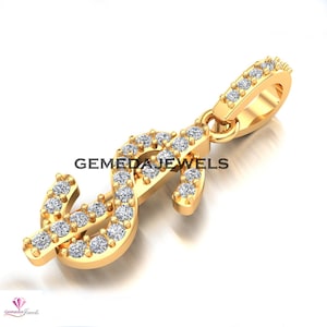 Genuine Pave Diamond Pendant, 14k Gold Dollar Currency Pendant, Diamond Gold Necklace, Unisex Jewelry Gift, Diamond Currency Pendant