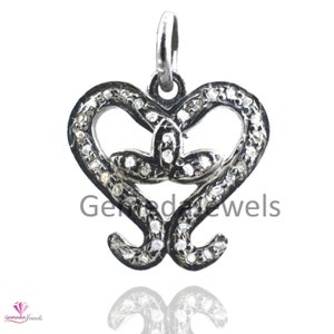 Handmade 0.3 CTS Pave Diamond Heart Pendant: 925 Sterling Silver Charm