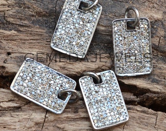 Handmade Pave Diamond Pendant: Solid 925 Silver Charm Necklace