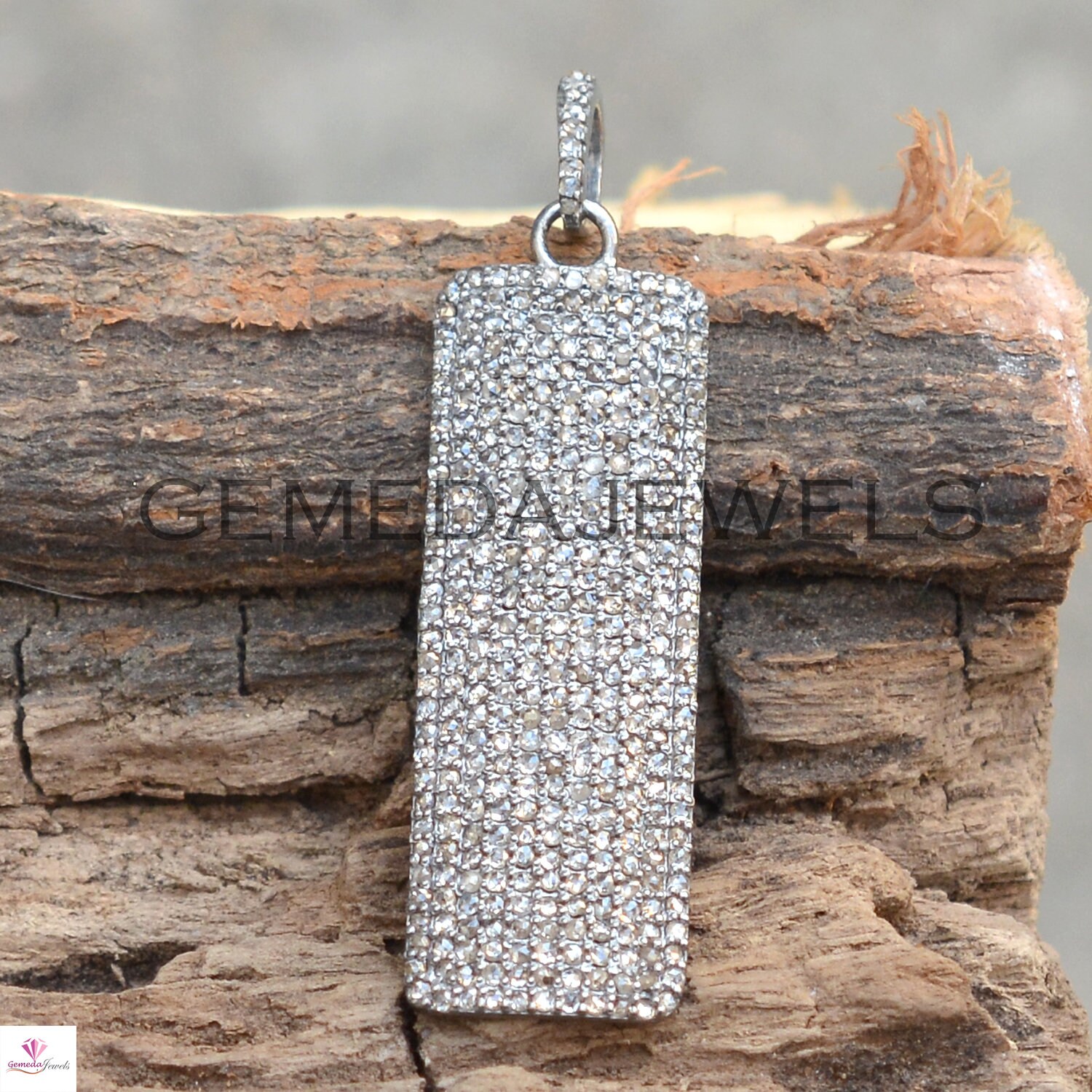 Stainless Steel 0.01 CTW Diamond Zipper Edge Dog Tag Pendant Necklace 