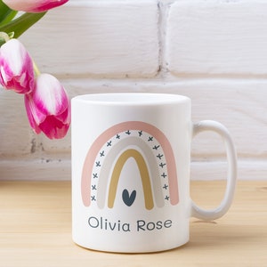Personalized Kids Mug, Mug for Girl, Gifts for Girls, Child Mug, Rainbow Mug, Custom Girl Gift, Kids Camp Mug, Birthday Gift for Girl