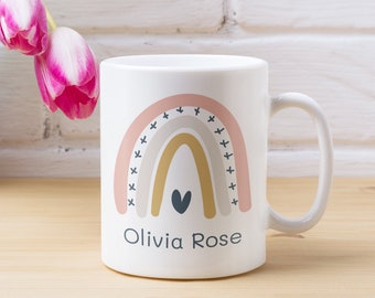 Personalized Rainbow Mug, Custom Girl Gift