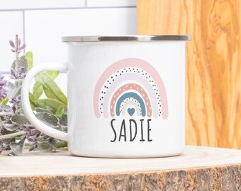 Personalized Name Mug, Personalized Kids Gift, Rainbow Kids Camp Mug, Mug for Girl, Rainbow Mugs for Kids, Camper Mug for Kids, Holiday Gift