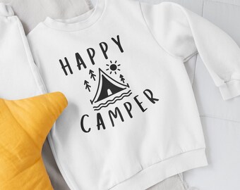 Happy Camper Toddler Sweatshirt, Toddler Camping Shirt, Toddler Crewneck Sweatshirt, Toddler Clothes, Happy Camper, Camping Clothes