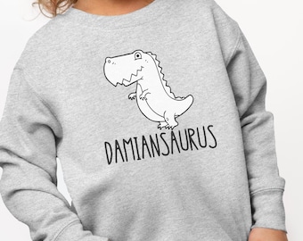 Custom kids dinosaur sweatshirt with name, Dinosaur gift, Dinosaur sweatshirt for kids, Toddler dinosaur sweatshirt custom, T Rex Sweatshirt