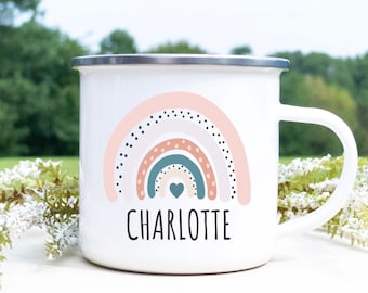 Rainbow Mug, Personalized Kids Mug, Gifts for Girls, Hot Chocolate Mug, Custom Mugs, Custom Gift for Girl, Kids Campfire Mugs