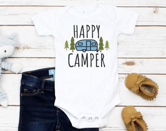 Happy Camper Clothes, Baby shower gift, Gender Neutral Baby Clothes, Camping Baby Boy Outfit, Gift for Baby, Adventure Awaits