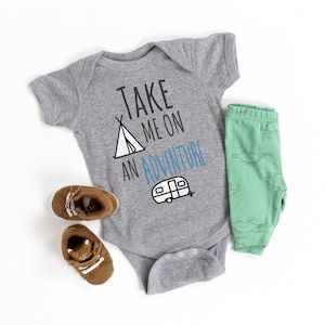 Adventure Awaits, Baby shower gift, Camping baby bodysuit, Outdoor baby romper,