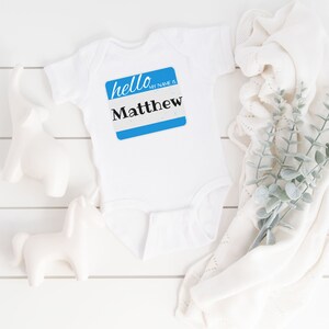 Hello My Name Is, Newborn, Personalized Baby Announcement, Personalized Baby Gifts, Baby Boy Coming Home Outfit, Baby Shower Gift, Take Home