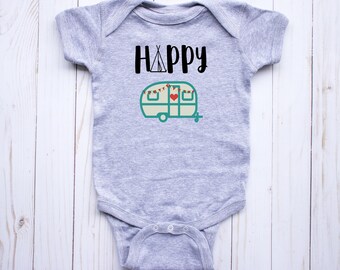 Camping Baby Clothes, Happy Camper, Camping Boy Girl, Baby shower gift, Camping Baby Outfit, Adventure Awaits, Baby Gift, Camping Bodysuit