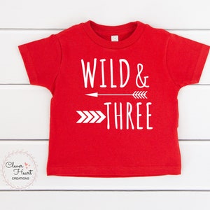 Wild and Three, Toddler 3rd Birthday Outfit, 3T Toddler Boy Birthday Shirt Toddler 3rd Birthday Gift, Trendy Toddler, 3rd Bday Girl Shirt
