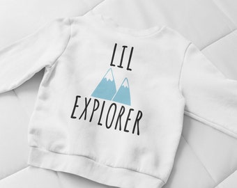 Little Explorer Toddler Sweatshirt, Toddler Camping Shirt, Toddler Crewneck Sweatshirt, Toddler Clothes, Happy Camper, Camping Clothes