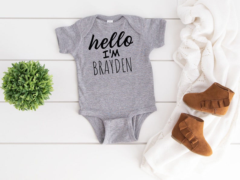 Hello My Name Is Baby Name Outfit Custom Newborn Bodysuit Etsy