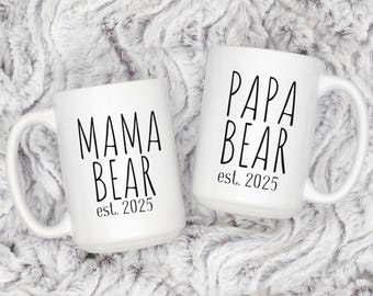 Gift for New Parents, Mama Bear Mug, Pregnancy Announcement, Mom and Dad Mugs, Baby Shower Gift, Parent Mugs, Mug Sets, New Baby Gift