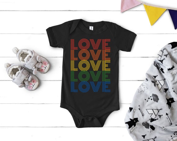 Love Baby Bodysuit Gay Pride Retro Baby Clothes Rainbow Baby Love is Love Baby Shower Gift Vintage Baby Clothes Cute Infant Outfit Etsy