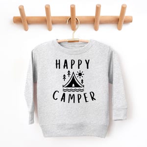 Happy Camper Toddler Sweatshirt, Toddler Camping Shirt, Toddler Crewneck Sweatshirt, Toddler Clothes, Happy Camper, Camping Clothes