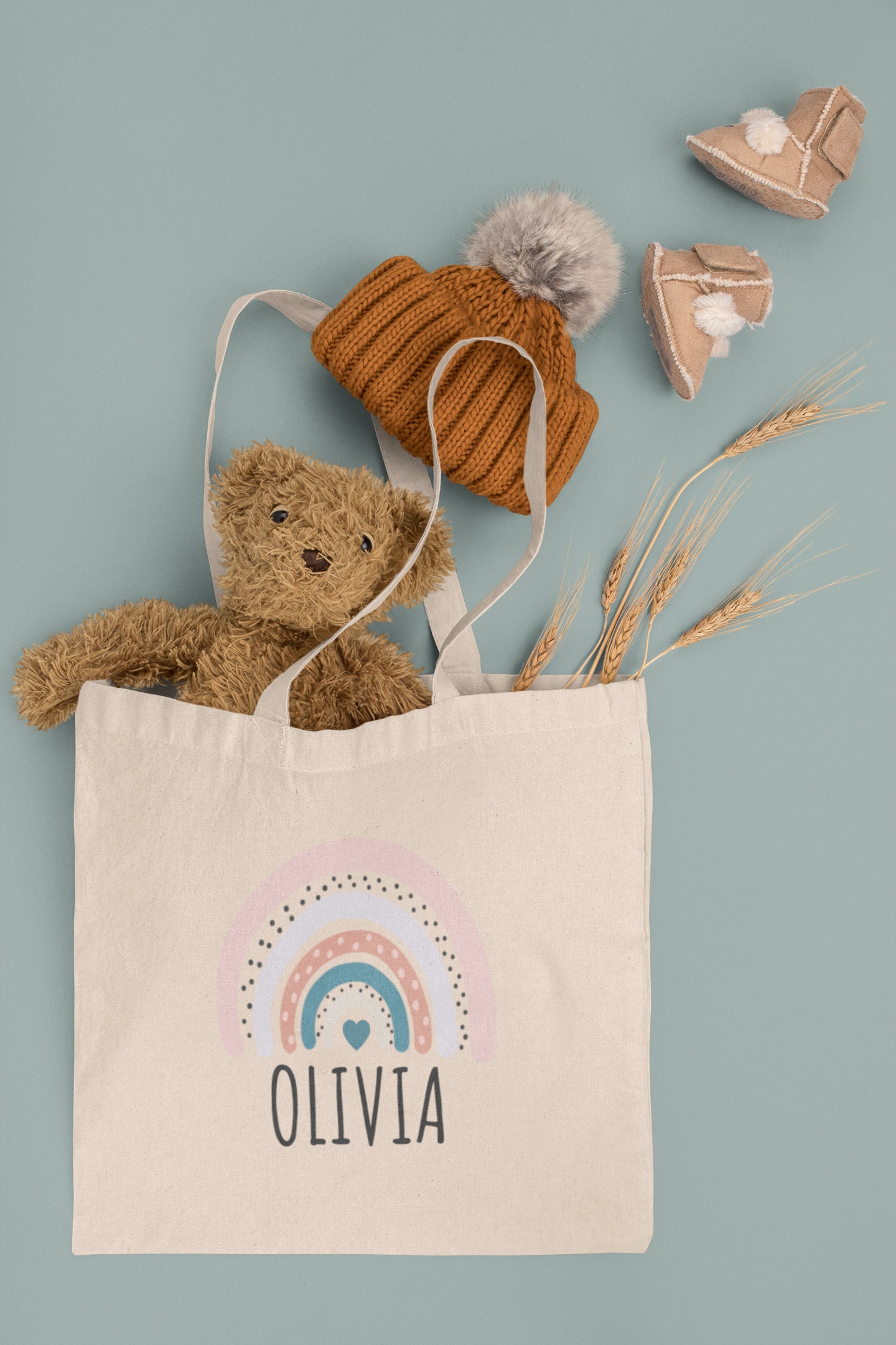 Personalized Tote Bag for Kids, Rainbow Kids Bag, Canvas Tote Bag for ...