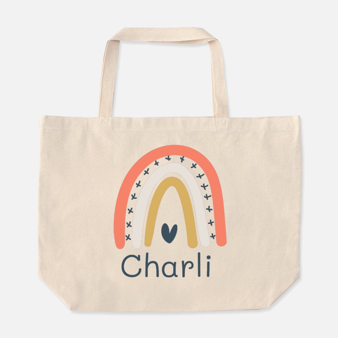 Rainbow Tote Bag, Personalized Tote Bag for Kids, Canvas Tote Bag for ...