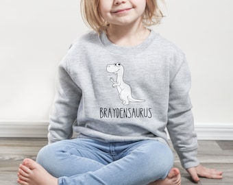 Dinosaur Sweatshirt, Toddler Boy Clothes, T Rex Crewneck, Personalized Toddler Dinosaur Shirt