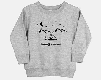 Happy Camper Toddler Sweatshirt, Toddler Camping Shirt, Toddler Crewneck Sweatshirt, Toddler Clothes, Happy Camper, Camping Clothes
