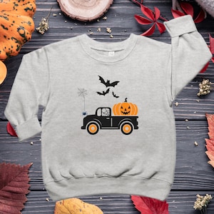 Halloween Kids Sweatshirt, Halloween Gift, Halloween Toddler Truck Shirt, Toddler Boy Shirts, Sweatshirt for Toddler, Sweatshirt for Boys